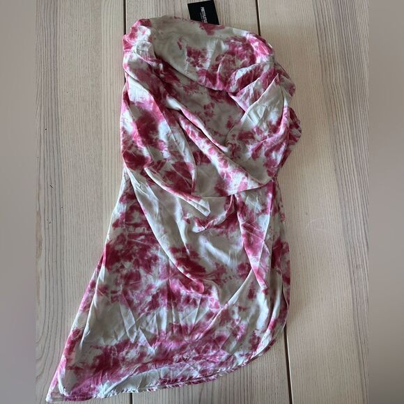 Pretty little thing Fuchsia Tie Dye Ruched Side Midi Skirt - Size 4 NWT - Picture 4 of 10